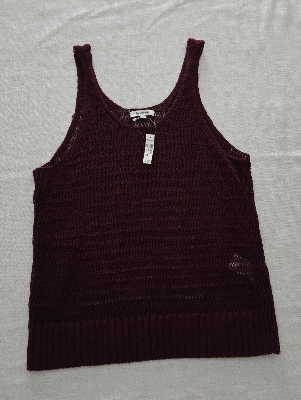 NWT Madewell Deep Burgundy Open-Knit Linen Tank
